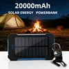 200000mAh Capacity Large Capacity Solar Power Bank New Portable With Lanyard Compass External Battery Outdoor Camping