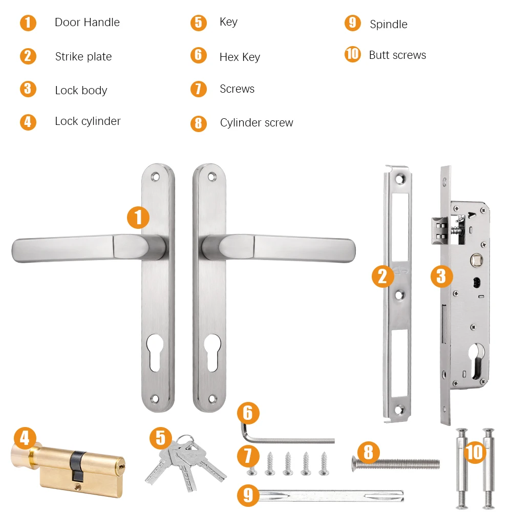 Door Handle Lock Balcony Door Handle House Apartment Hotel Bedroom Household Room Door lock