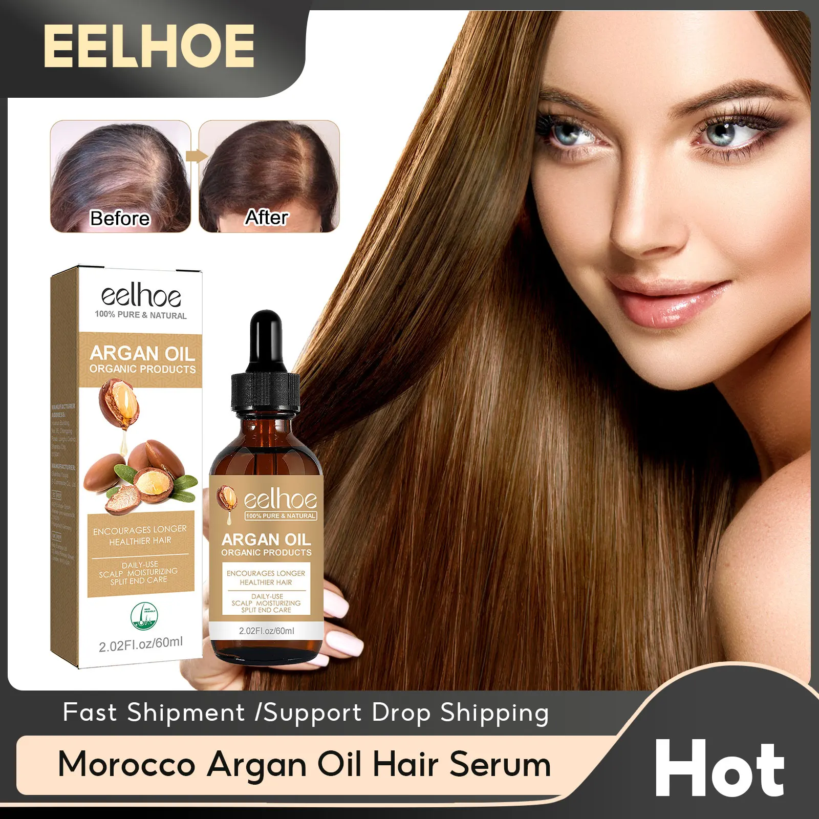 

Morocco Argan Hair Growth Essential Oil Nourishing Dry Frizz Repair Damaged Hair Loss Treatment Scalp Care Keratin Smooth Serum