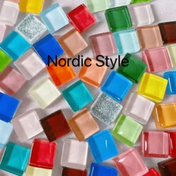 Blue Shine Assorted Glass Mosaic Tiles - 50 Piece Set for Crafts and Home Decoration (Nordic Style)