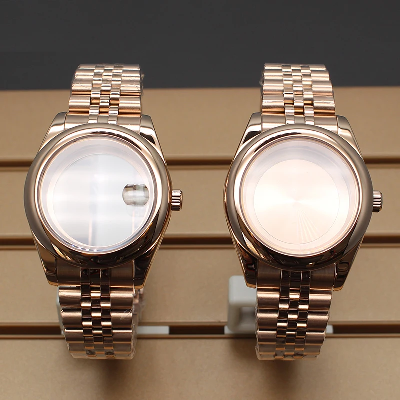 

Rose Gold 36mm 40mm Watch Cases Watchband Parts For Oyster perpetual Day Date NH34 NH35 NH36/38 Miyota 8215 Movement 28.5mm Dial