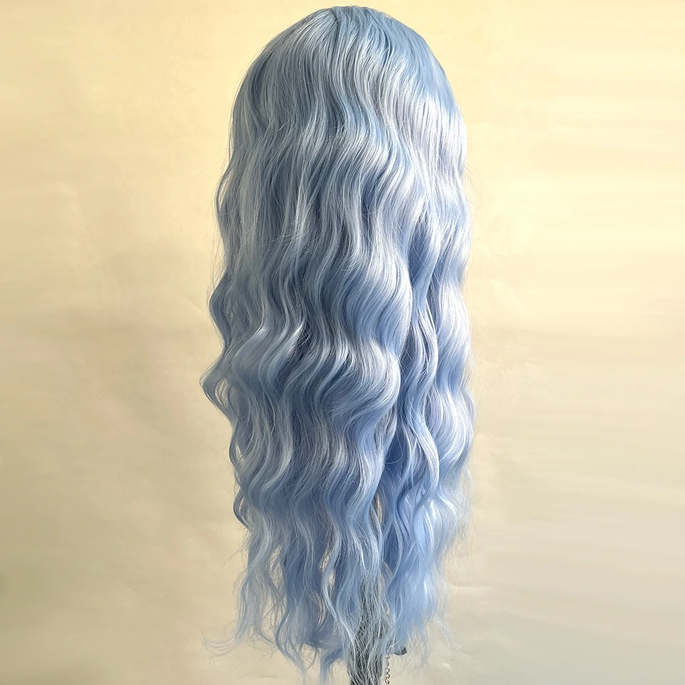 Vogue Queen Icy Blue Synthetic Lace Front Curly Wig Heat Resistant Fiber Natural Hairline Cosplay For Women