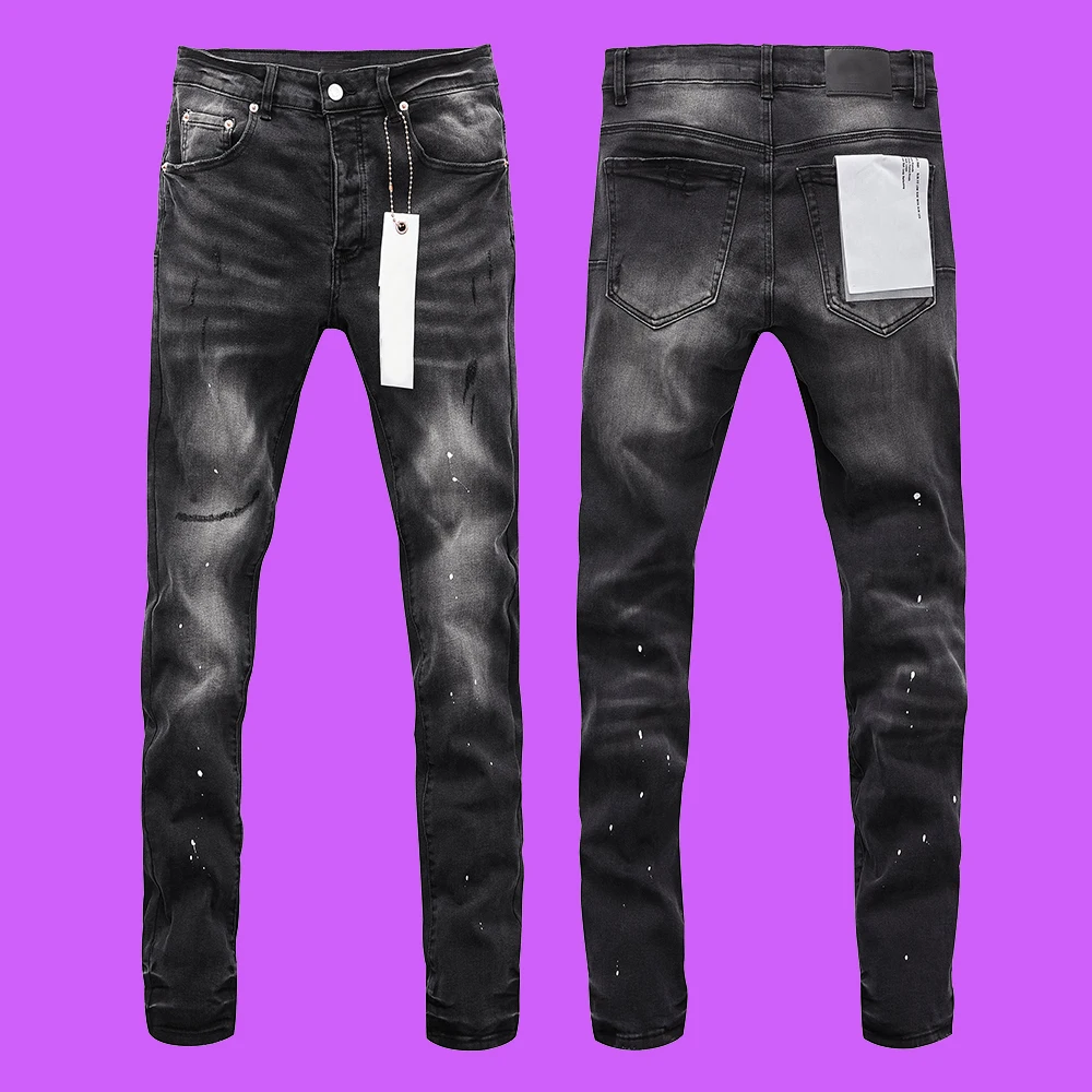 

Purple roca Jeans Pants American High Street brand Paint Faded Indigo Paint Repair Low Rise Skinny Destroy Wash Men's Jeans