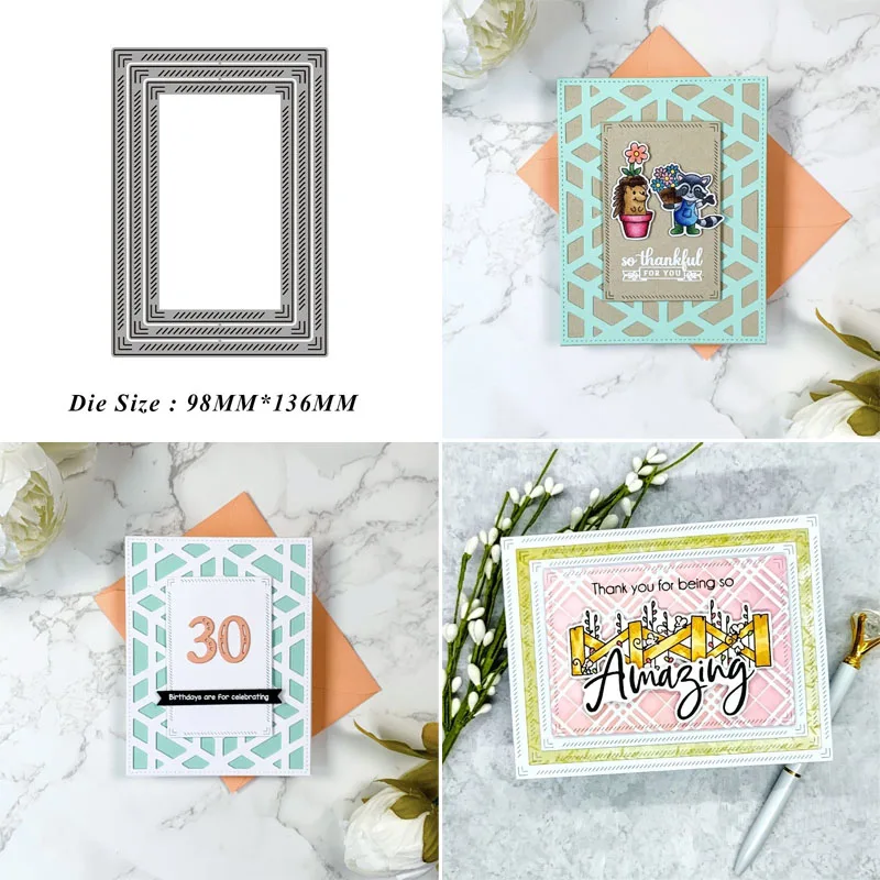 

Rectangular Background New Cutting Dies Metal Cut Dies Stencils Scrapbooking Photo Album Decorative Embossing DIY Paper Cards