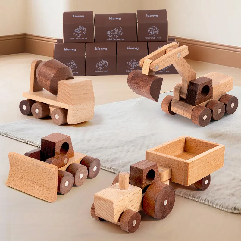Wooden Toys Engineering Vehicles Excavators Bulldozers Model Toy Simulation Vehicle Desktop Ornaments Montessori Education Gifts - 2