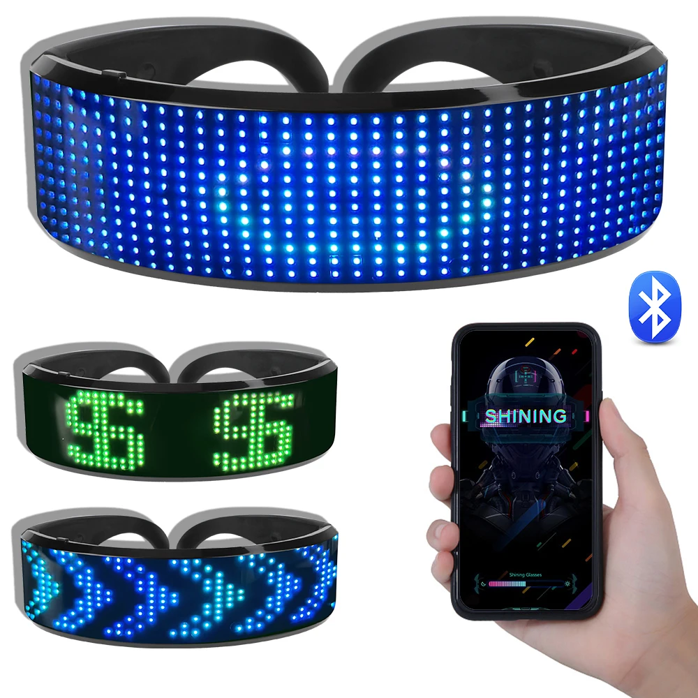 Bluetooth LED Luminous Glasses Prop For Party Bar Festival Performance DIY Shining Electronic Futuristic Eyewear glow sunglasses glow glasses