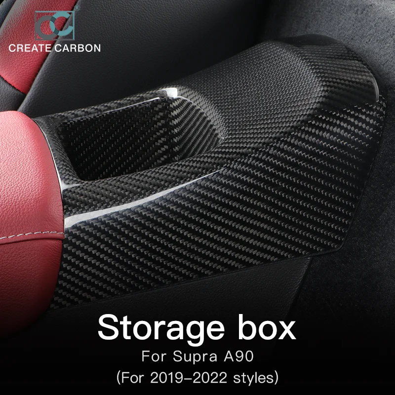For GR Supra A90 Carbon Fiber Central Control Rear Storage Cover Armrest Box Storage Cover Trim Sticker Interior Accessories