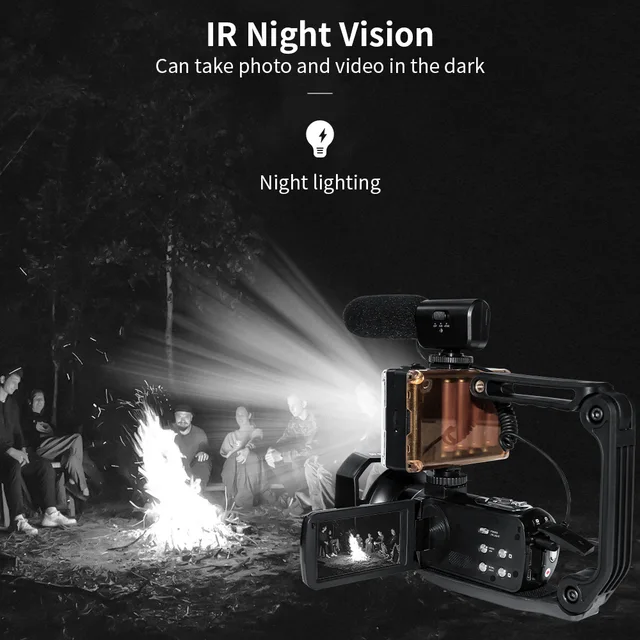 4K HD Digital Video Camera 56MP Camcorder with 18X Zoom, 3.0" Touch Screen, WiFi, Microphone & Fill Light | Vlogging & YouTube Live 3