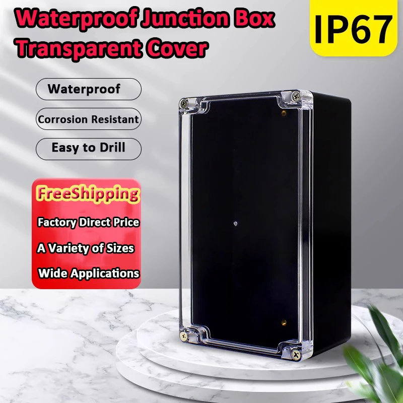 Electrical Junction Box Clear Cover Waterproof ABS Plastic With Transparent Lid