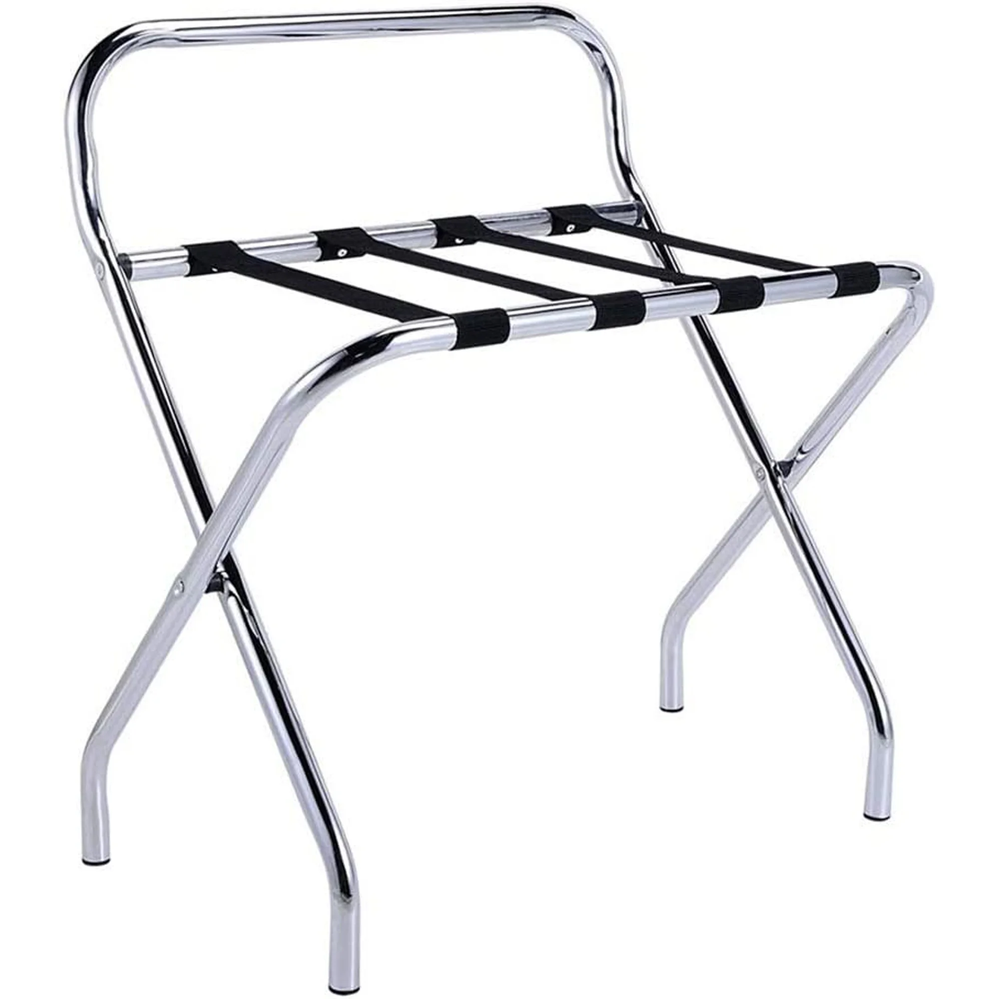 Chrome-plated LUGGAGE RACK WITH BACK BAR Folding Durable Luggage Rack Hotel Room Luggage Holder with Armrests used hotel