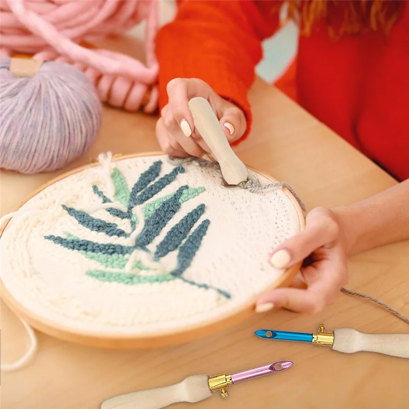 Durable 35 Pcs Punch Needle Kit, Punch Needle Tool Adjustable Embroidery Kits,Sewing Art Tool For Beginners