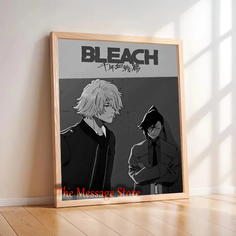 Japanese Manga Bleach Black and White Anime Characters Poster Canvas Print Wall Art