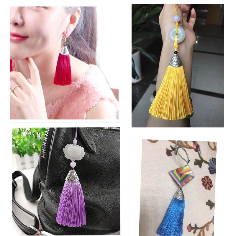 Tassel Fringe Tassel Trim Mini Tassels Silky Floss Tassels Leather Tassels Fluorescent Tassels Tassel Accessories Tassel Decoration 2Pc 8cm Silk Tassel Fringe Pendant Tassel Trim Brush Curtain Decor for Keychain Earring Findings DIY Craft Supplies Jewelry