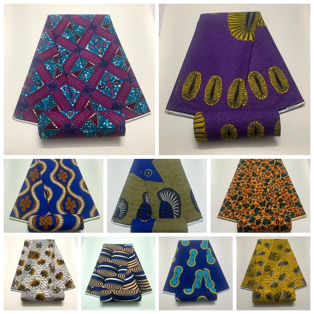 2024 Tessuto Ankara Di Alta Qualità Pagne African Real Wax Print Cotton 100% Tissus Wax Africain Per Materiale Da Cucito Per Matrimoni 6Yard