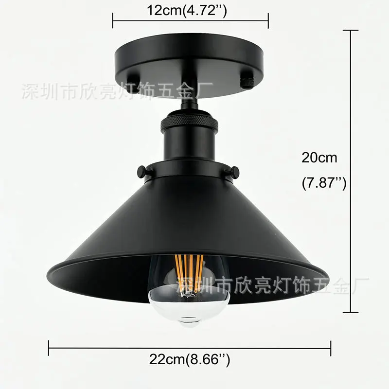 

American style retro staircase corridor light creative industrial style coffee shop restaurant iron art black ceiling light