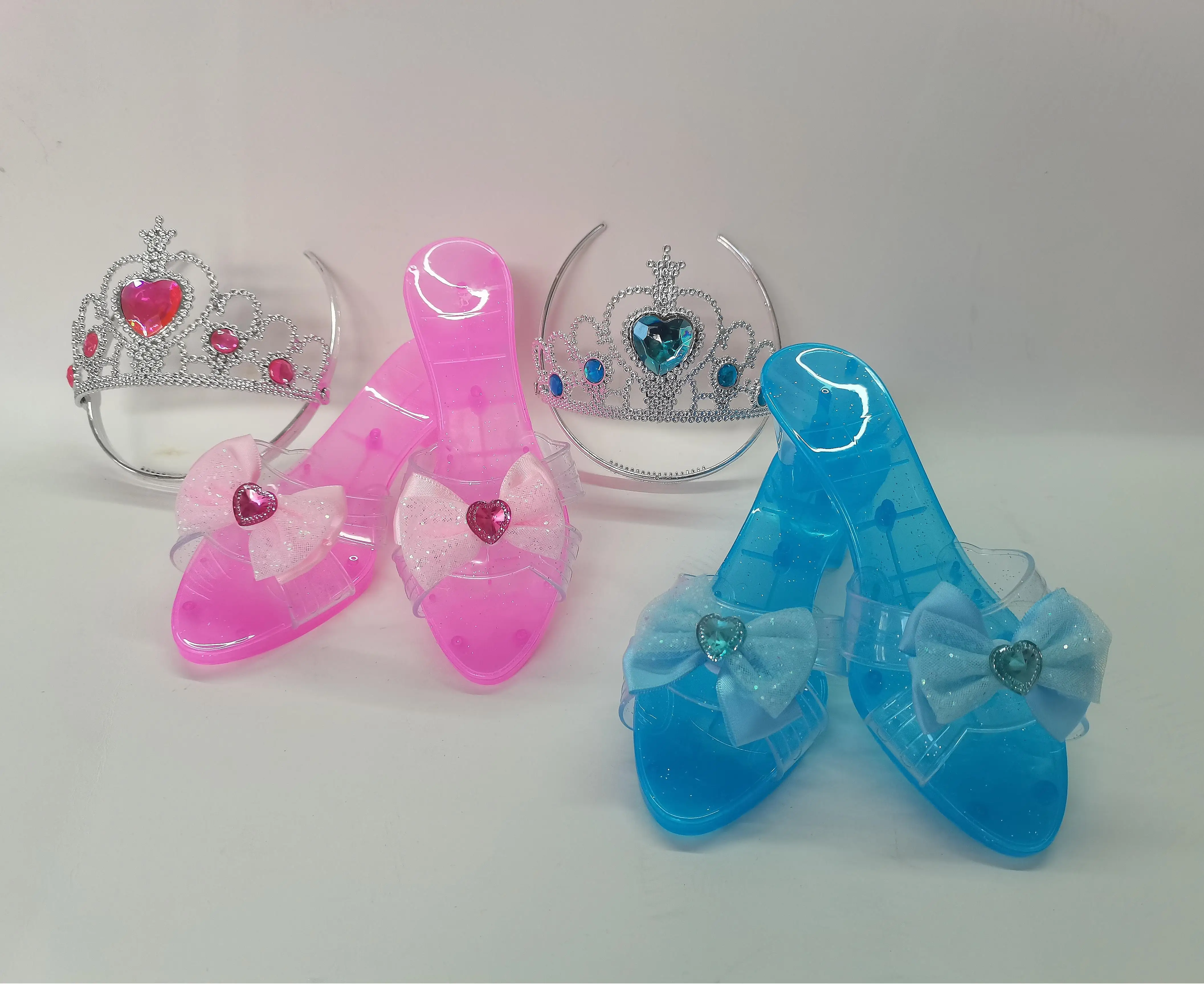 Princess Dress Up Shoes Set Girls Role Play Shoes Pretend Jewelry Toys