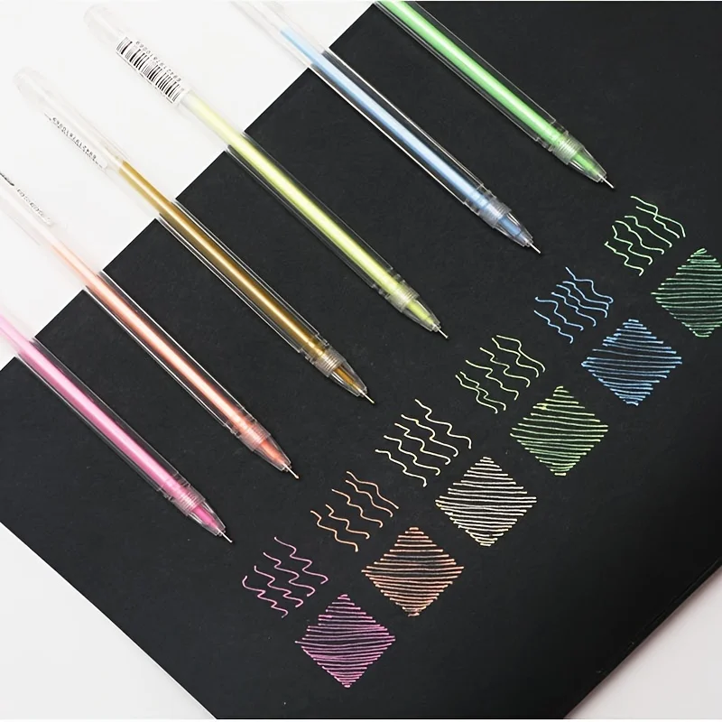 12 Pcs Large Capacity Needle and Neutral Pen 12 Colors Highlighter Pens DIY Painting,Black Card Drawing,Marking,Graffiti 3