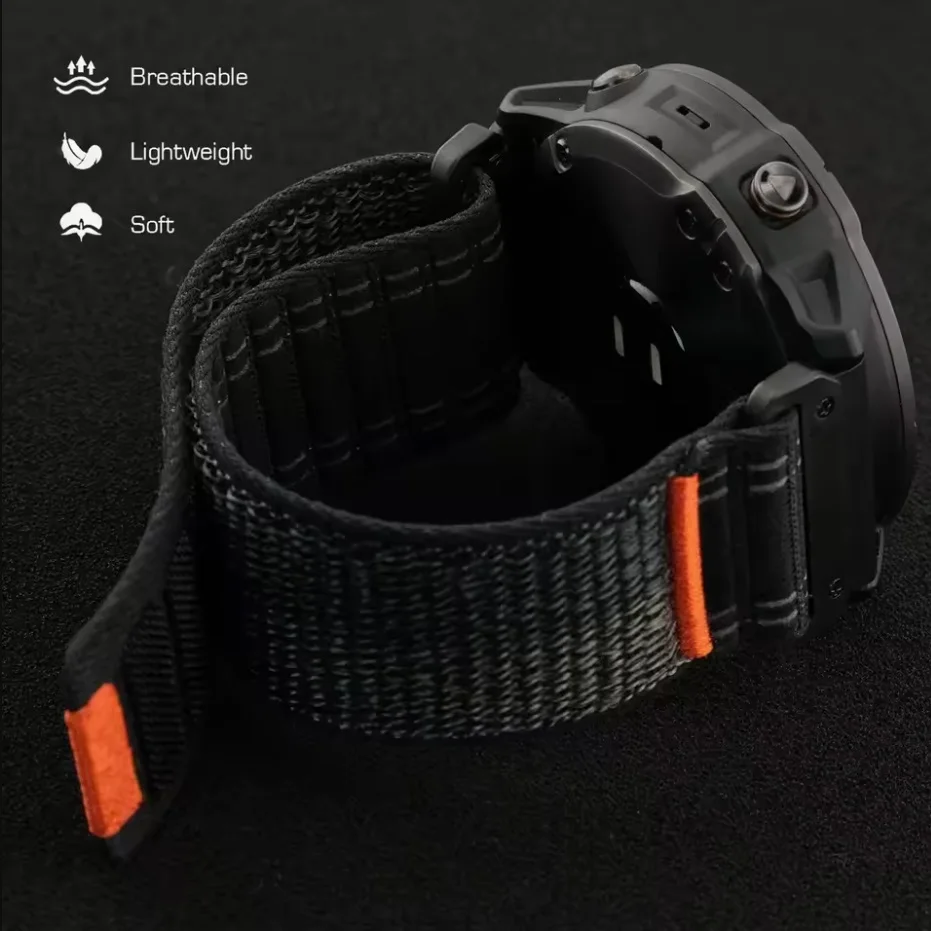 Premium Loop Nylon Watch Strap with Velcro Band and Quickfit Bracelet, 26/22mm