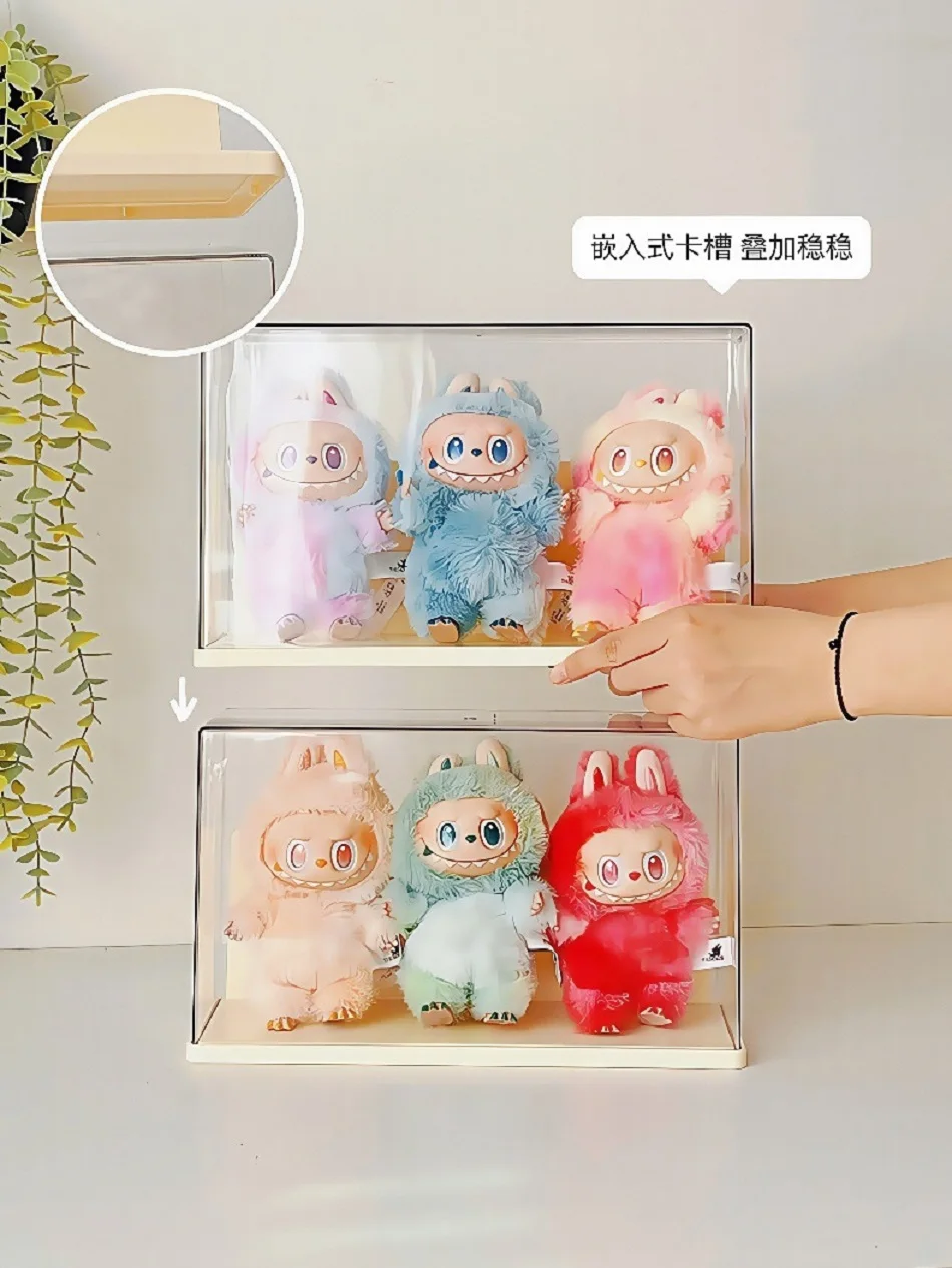 Labubu transparent display box single stackable canvas vinyl storage box figurine blind box storage rack image 13