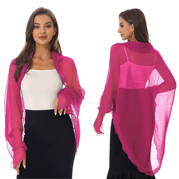 2024 Scialli Summer Beach Donne sexy Moda Solid Chiffon Grembiule Bikini Cover Up Camicetta allentata Protezione solare Comodo Poncho Hot 1