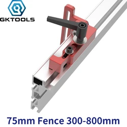 600mm/800mm 75mm Height Aluminum Profile Fence with T-Tracks and Sliding Brackets Miter Gauge Backer Connector for Woodworking