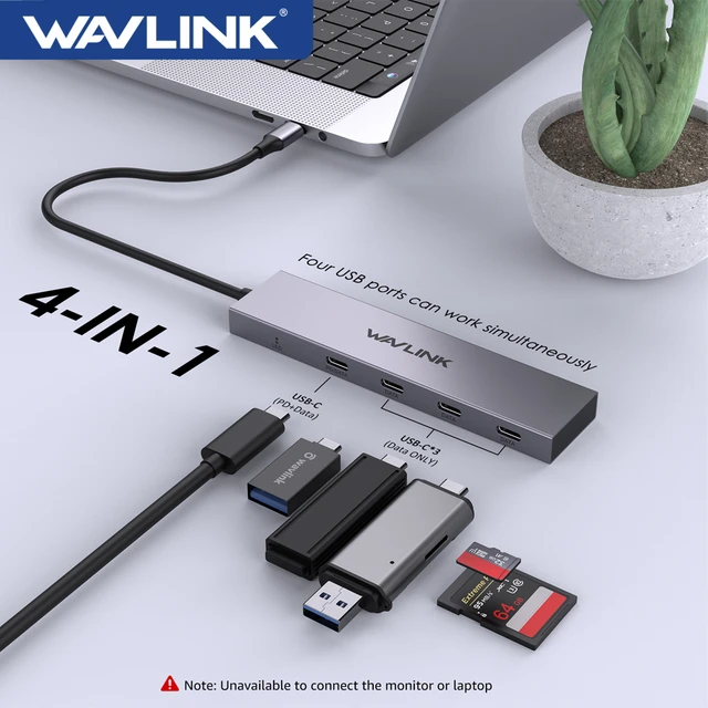 Wavlink USB C Hub USB 3.2 Gen 2 Hub 10Gbps with 4 USB-C Data Ports Support  87W Power Delivery USB Port Splitter For MacBook Pro - AliExpress