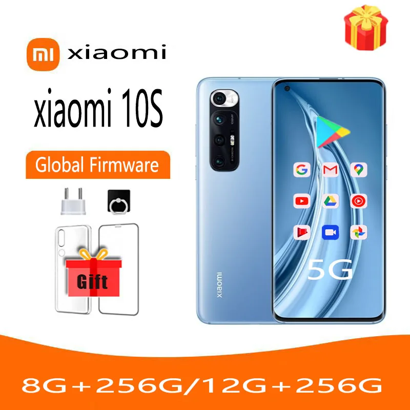 redmi Xiaomi Mi 10S 5G Cellphone Smarphone 108 MP Camera Qualcomm Snapdragon 870  NFC original xiaomi mi 9 se nfc smartphone snapdragon 712 android cellphone 48 mp 20mp fingerprint