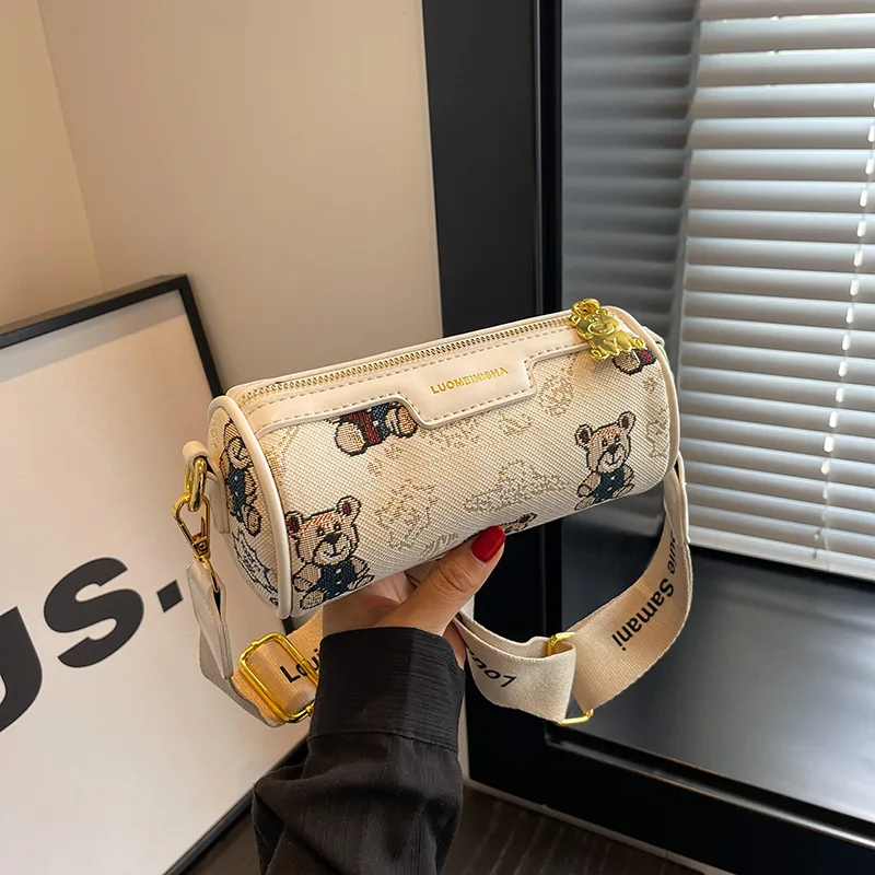 

This Year's Popular Bag Women's New 2023 Fashion Trending Shoulder Bag Summer Texture Wide Shoulder Strap Crossbody round Bag