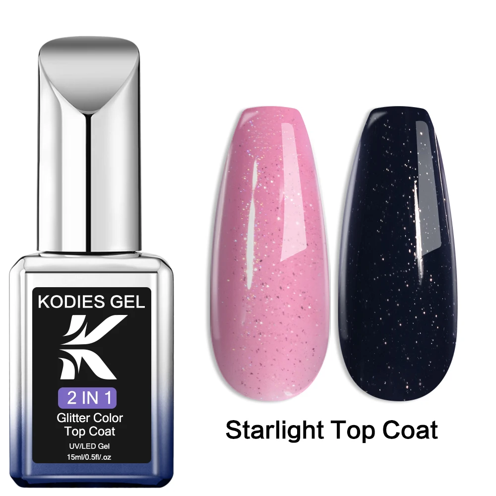 thumbnail image 1 of KODIES GEL Starlight Top Coat Esmalte en gel para uñas 15 ml Esmalte semipermanente UV brillante para manicura Acabado en gel Sellador Aurora Chrome Topcoat, 1 of 5