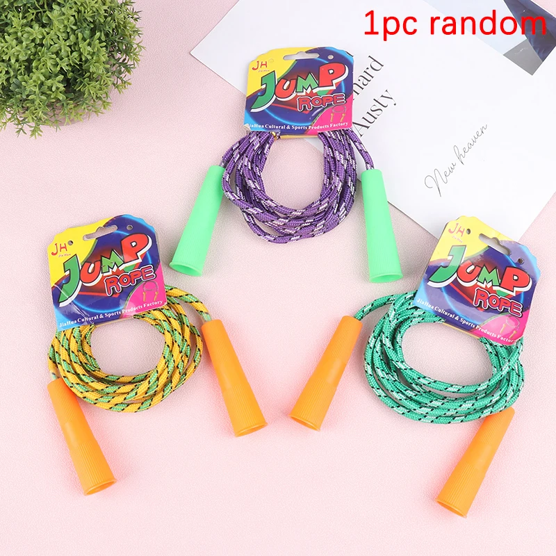 

1 X Plastic Handle Skipping Rope Cloth Braided Skipping Rope Sports & Fitness School Student Multi Jump Rope Random Colour