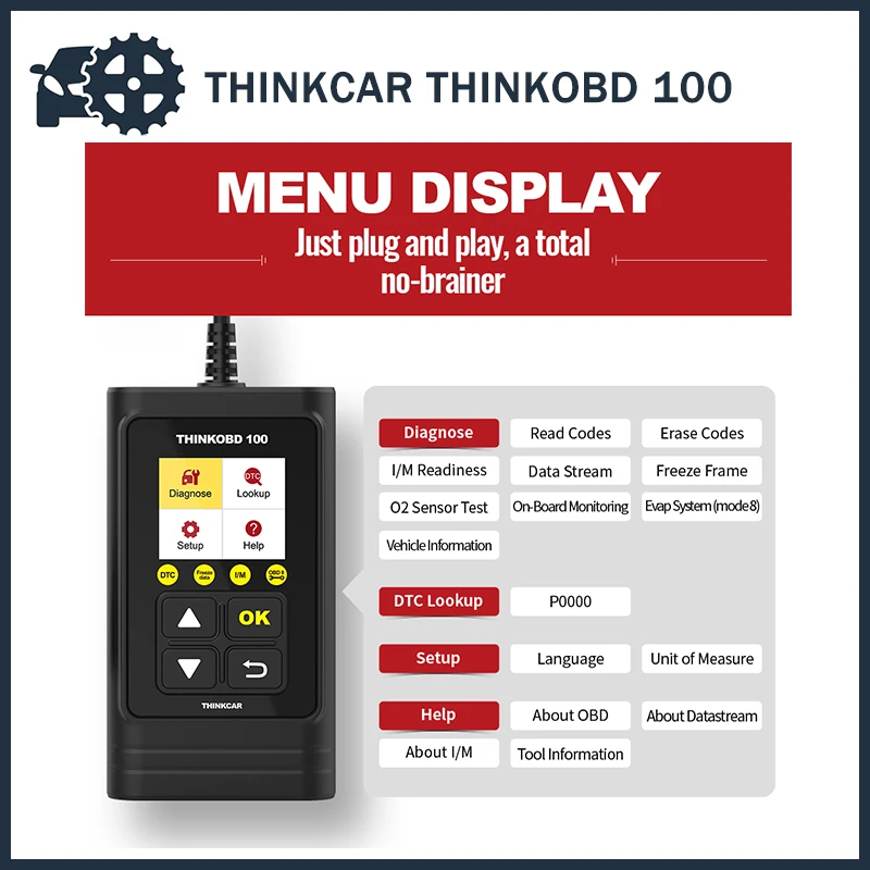 

THINKOBD 100 All OBD2 Functions DTC Lookup VIN Live Data Reset Engine Light Diagnostics Car Scanner Diagnostic Tool THINKCAR PRO