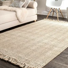 Tapis ondulé 100% naturel en jute et coton, 120x180, moquette de sol fait à la main, décoration moderne pour maison bohème 