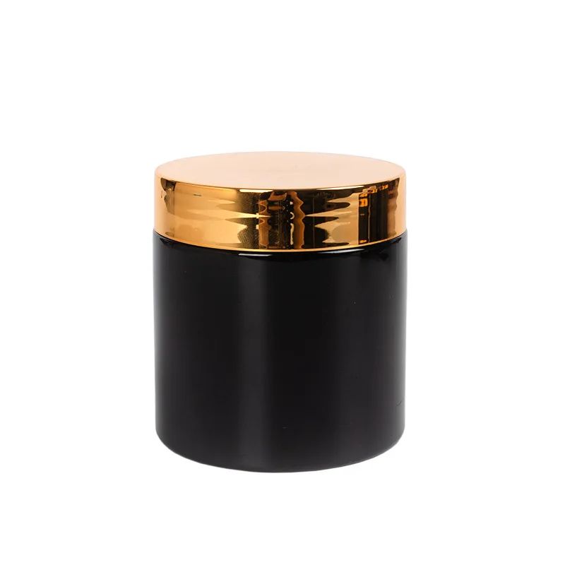 20pcs Cream Containter Empty PET Glossy Black Cosmetics Pots Gold Cap 30g50g80g100g150g200g250g Skincare Plastic Jars With Lid