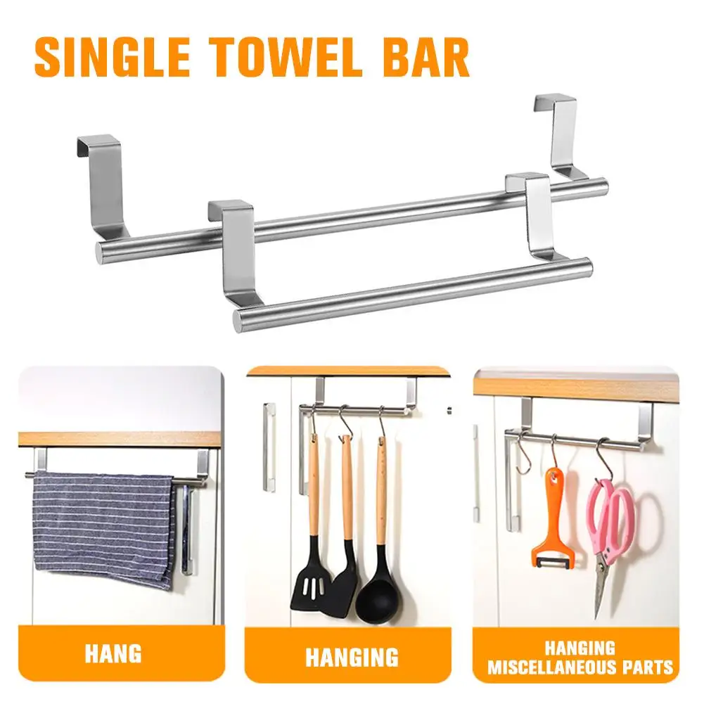 Description Picture 5 of itemStainless Steel Towel Rack Bathroom Towel Holder Stand Mounted Hanging Shelf Door Wall Cabinet Organizer Bar Kitchen Towels I4D7