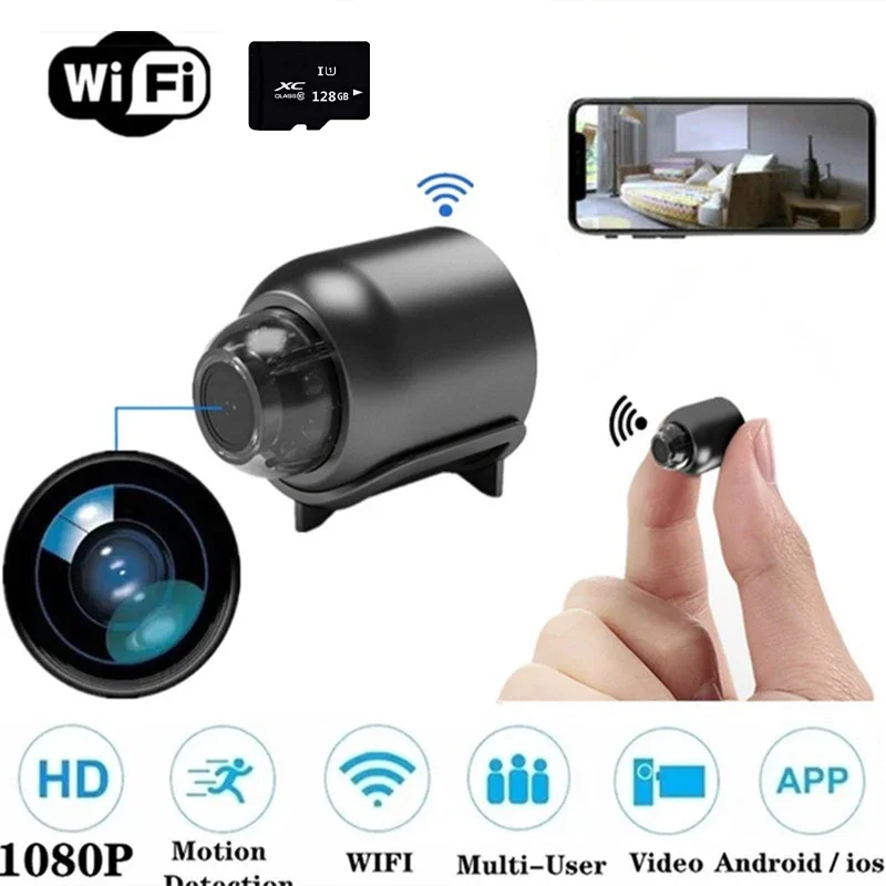 Mini Camera WiFi Smart Home Small Remote Surveillance 1080P HD Night Vision IP Camera Wide Angle Face Recognition Mobile Alarm blurams home pro security camera 1080p fhd ai facial recognition wireless wifi webcam cctv surveillance ip camera system