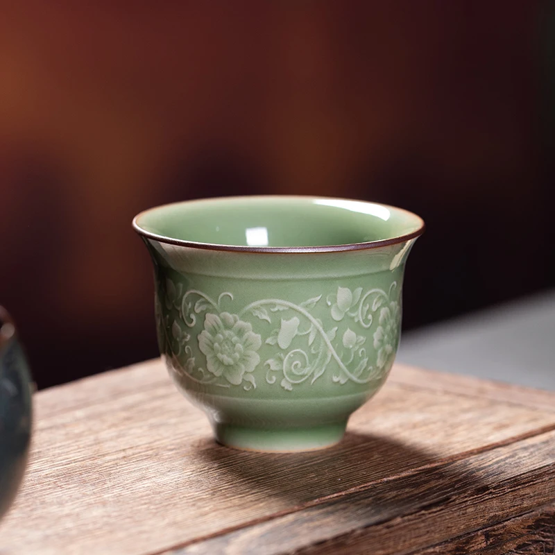 

Longquan Celadon Kung Fu Tea Set Teacup Personal Dedicated Porcelain Master Cup Single Cup Handmade Tea Tasting Cup Tea Bowl