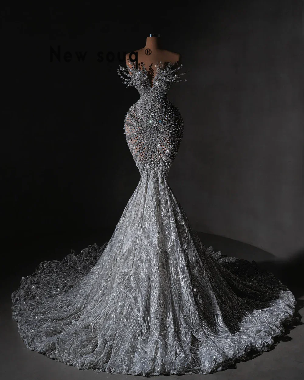 Silver Nude Luxury Elegnat Evening Dresses Gowns 2025 Mermaid Beaded Tassel For Woman Party LA71295