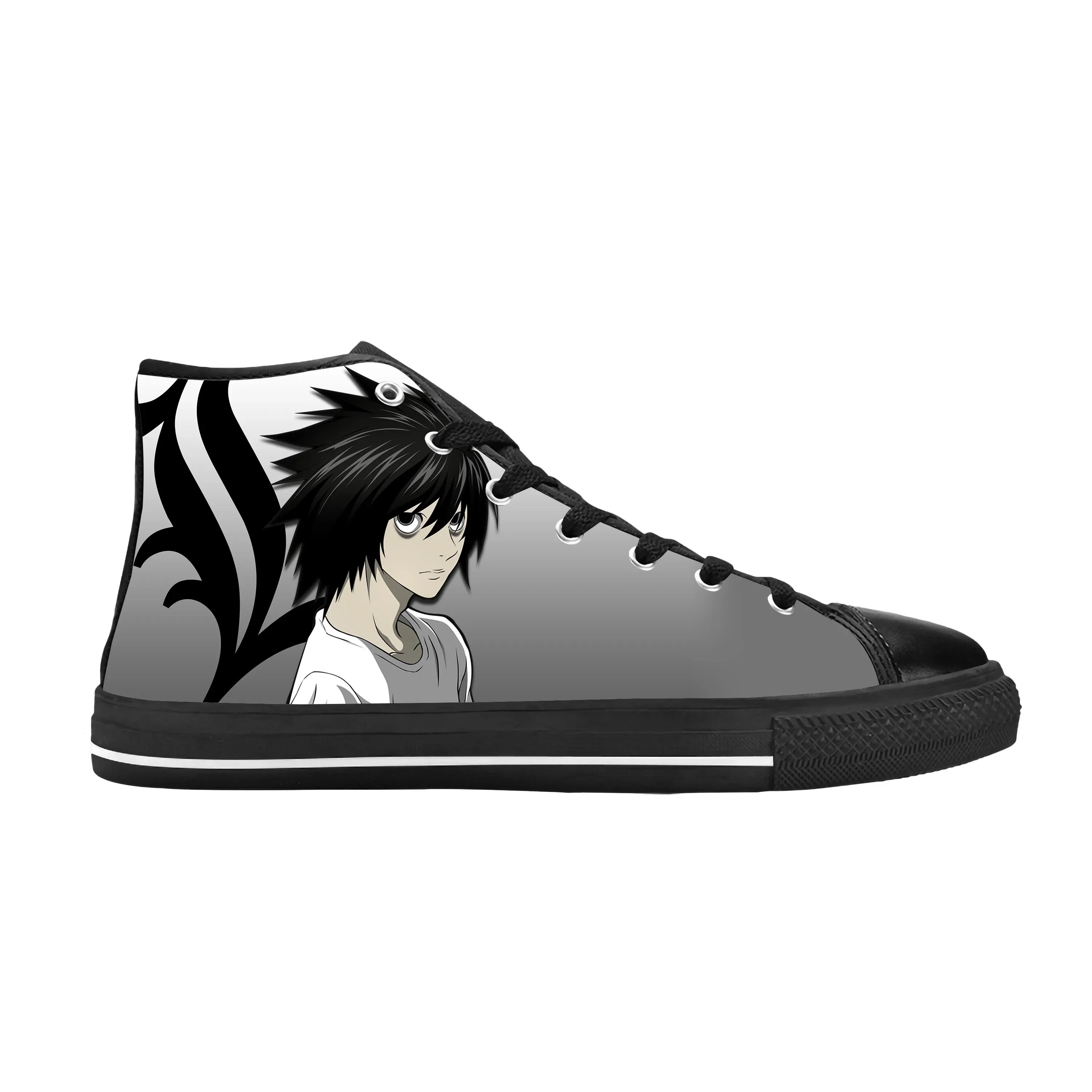 Japanese Anime Cartoon Manga Death Note L Lawliet Casual Cloth Shoes High Top Comfortable Breathable 3D Print Men Women Sneakers