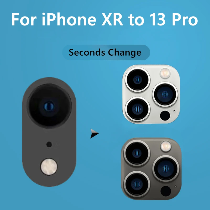 Fake Camera for iPhone XR Change to 13 Pro Triple Camera Design Modified  Lens HD Tempered Glass + Metal Protector Cover - AliExpress