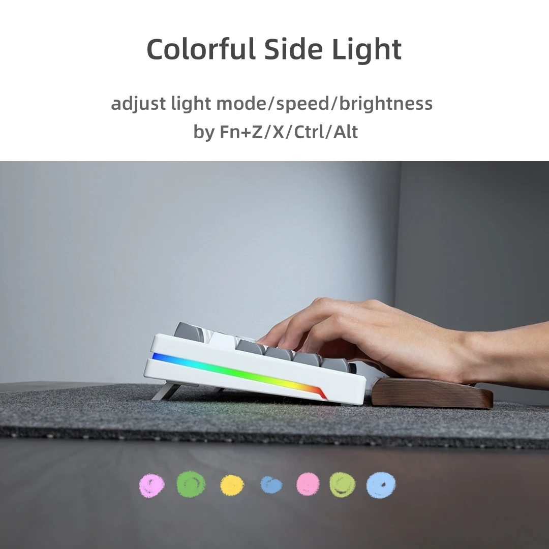 Maimooo-kit Teclado Transparente Hot Swappable Bluetooth 2.4g com Fio Diante do Sul Luz Lateral Rgb Faça Você Mesmo 8key Mlk75 75 - Imagem 3
