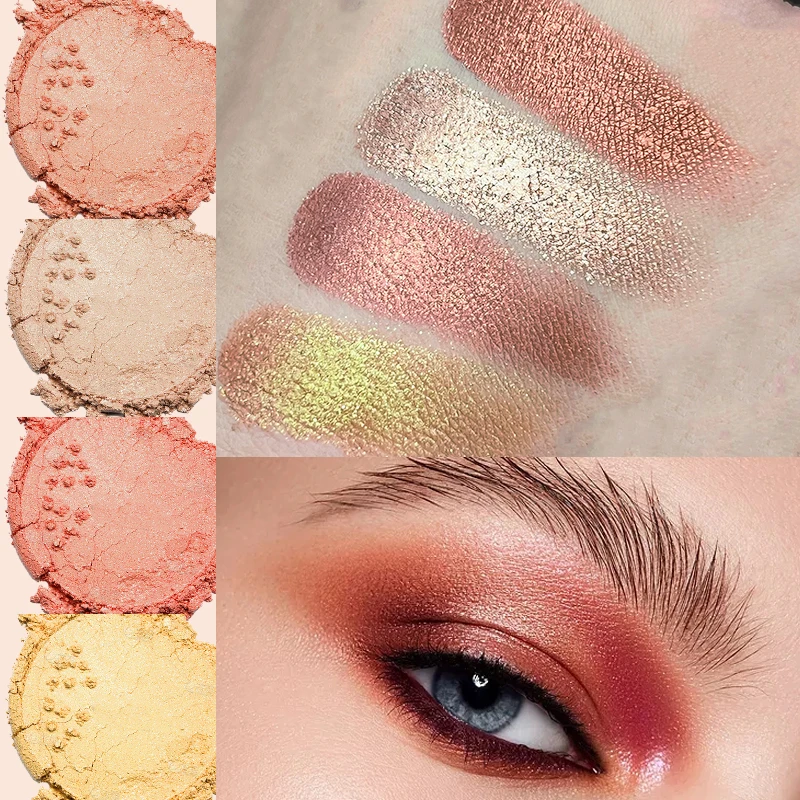 Monochrome Fashion Shimmer Glitter EyeShadow Makeup Pigment Pearlescent Brightening High Light Powder Eyeshadow Lasting Cosmetic 4