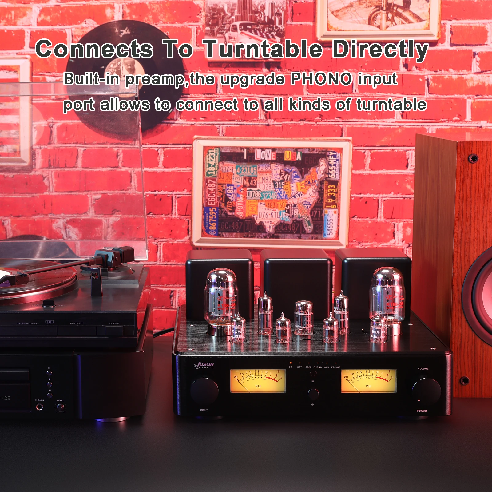 주손 오디오 FTA88 180W KT88 진공관 앰프 클래스 A HIFI 통합 진공관 앰프 (MOSFET 싱글 엔디드 듀얼 모드 리모컨 aptX-HD 지원)