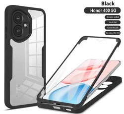 360 Full Protection Phone Case with Clear Screen and Silicone Bumper Back Cover - Honor 400 (QS360 - Black)