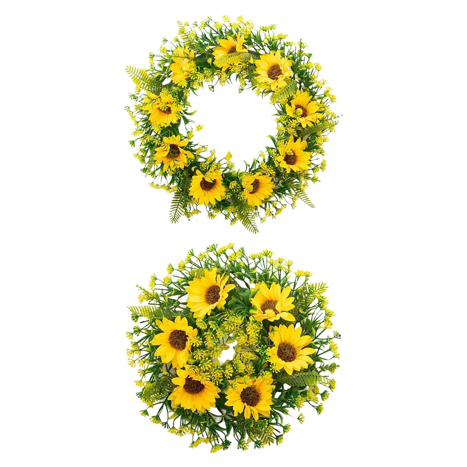 

Round Artificial Sunflower Garland Front Door Wreath for Festival Holiday Photo Props