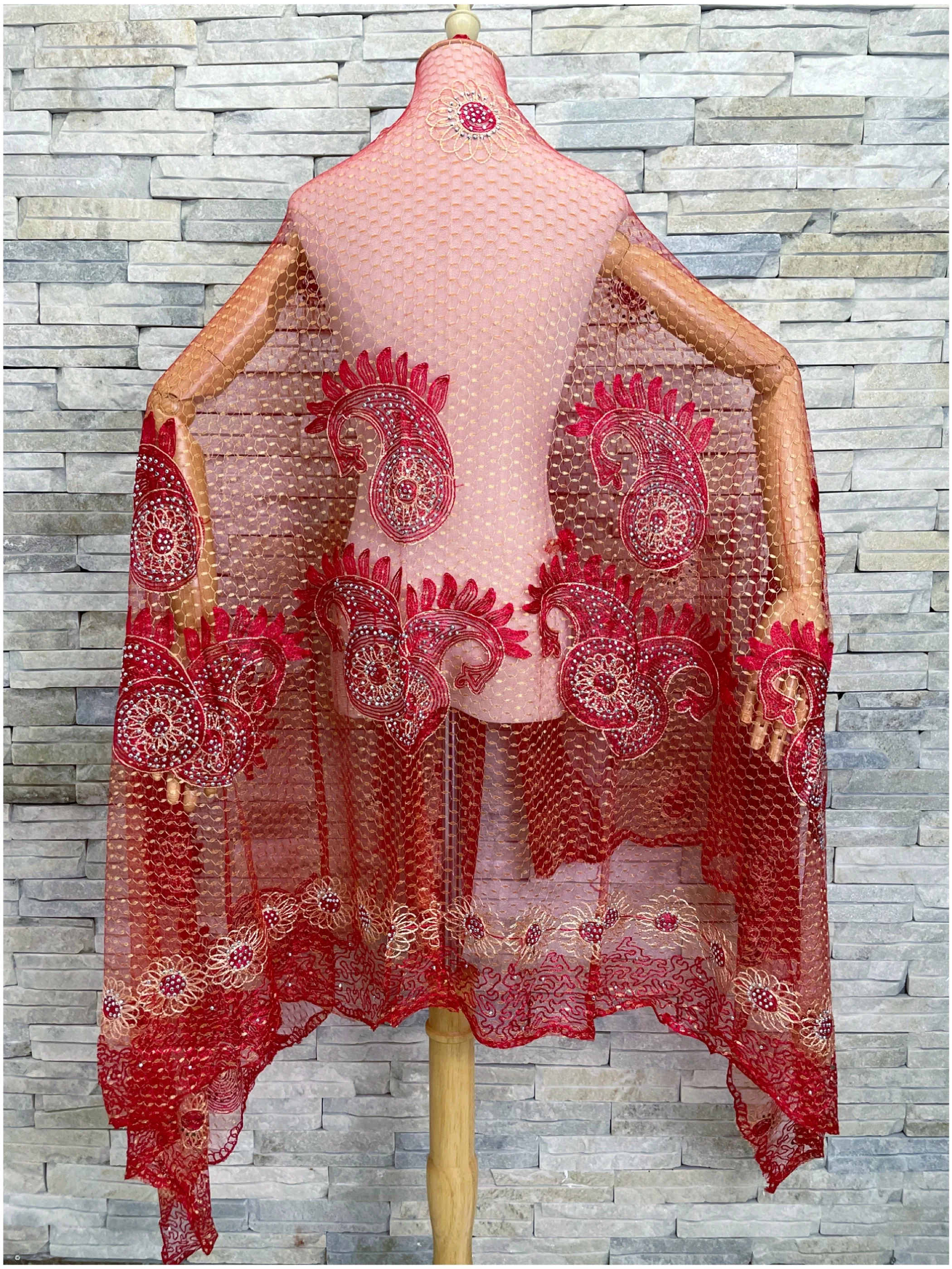 2023Muslim Fashion Women Headscarf Turkish Dubai Arabic Indian African  Scarf Embroidery Islamic Hijab Big Net Scarves For Shawl