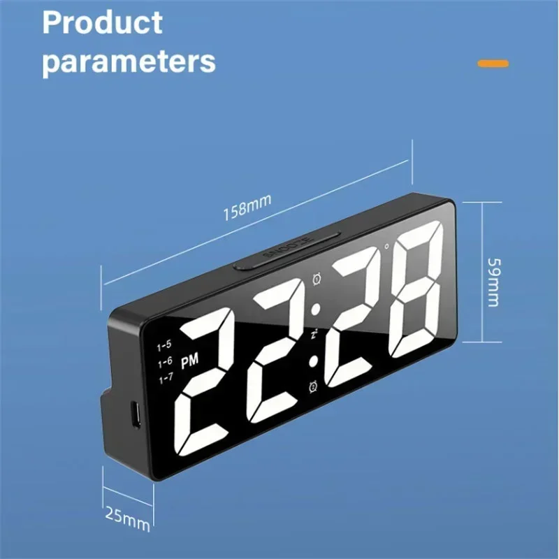 Modern LED Digital Alarm Clock with Temperature Display, Adjustable Brightness, 12/24H Format for Bedroom & Desktop Use