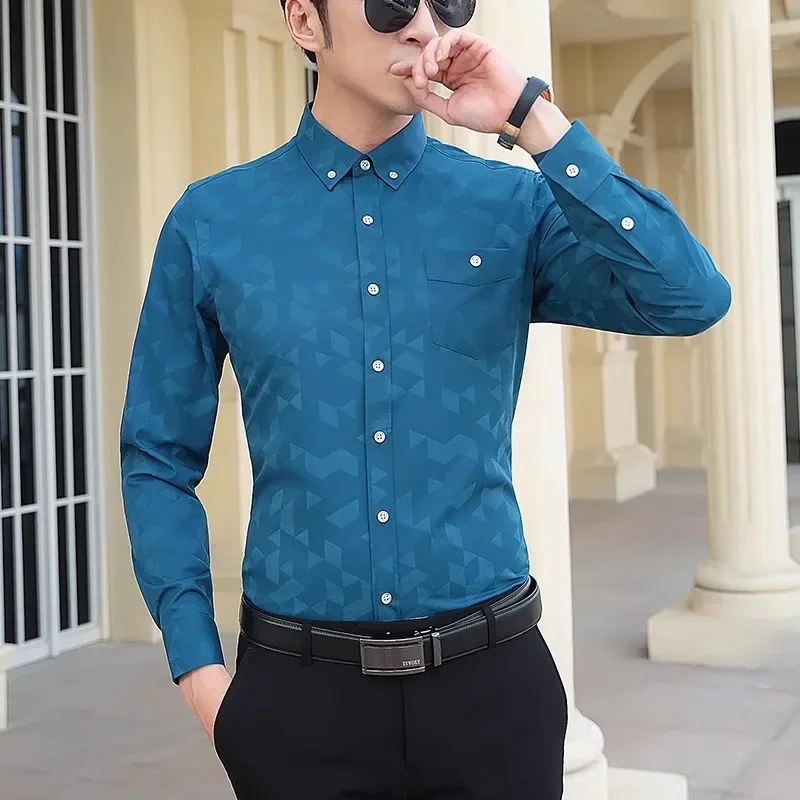 

Мужская классическая рубашка, красная Классическая рубашка с длинными рукавами, лето 2023