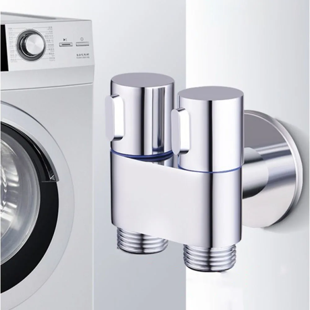 Toilet Water Diverter G1/2 1 In Two Out Double Control Washing Machine Faucet Toilet Triangle Valve Toilet Companion Angle Valve 4