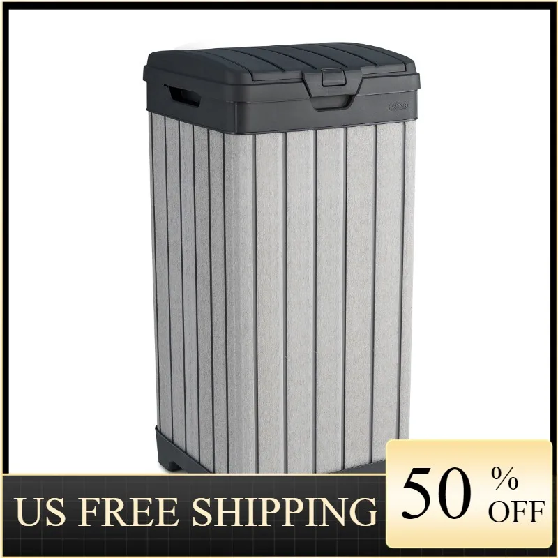 

Keter Rockford Duotech Outdoor Garbage Can, Gray, Heavy duty plastic