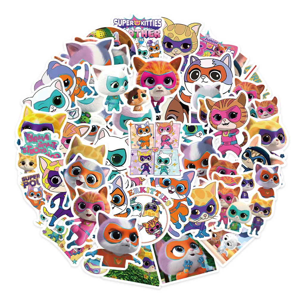 

10/30/50pcs Super Kitties Cartoon Graffiti Stickers Decal for Kids Toy DIY Laptop Fridge Phone Case Cute Anime Sticker Wholesale